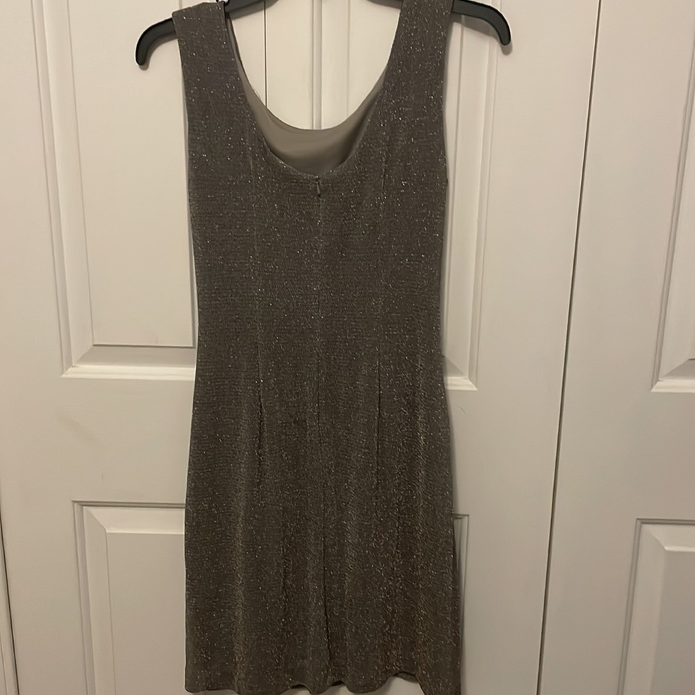 Alex Evening petites Sz 6P metallic faux wrap stretchy  dress GUC B71 - Picture 5 of 9